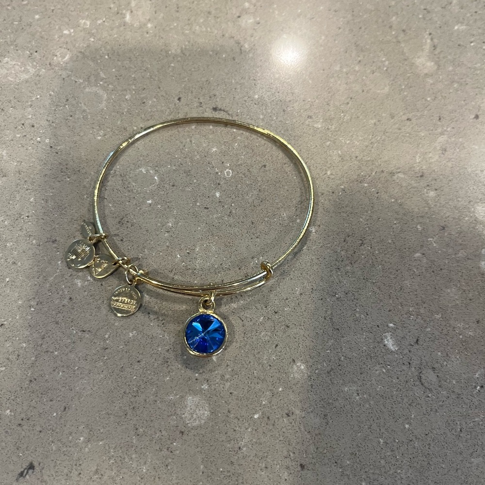 Alex and Ani Gold Bracelet with Blue Charm